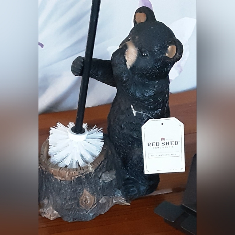 Black Bear bathroom Brush Holder New